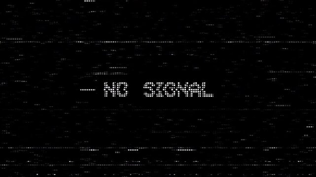 Retro no signal screen animation with VHS analog television distortion and CRT scanlines effect. Vintage broadcast glitch overlay for streaming, editing, and motion graphics.