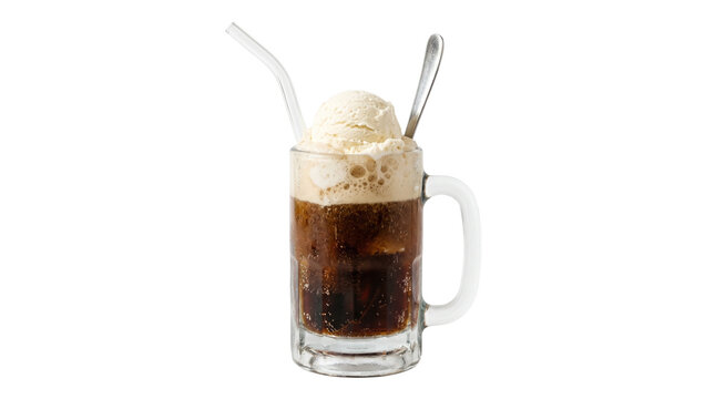 Refreshing Root Beer Float with Vanilla Ice Cream.