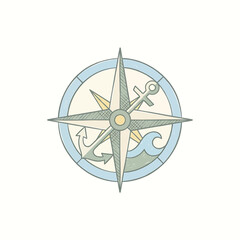 Obraz premium Compass Navigation Tool with Anchor.