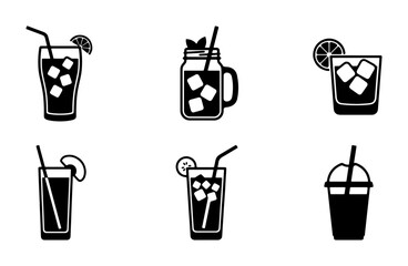 Refreshing Drink Icons Set, Summer Cocktails & Beverages Collection, Cold Refreshments Vector Graphics for Bar Menus and Party Invitations © Abdullah