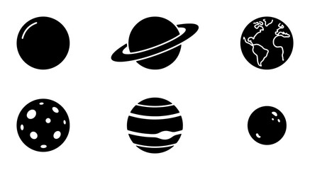 Cosmic Icons Set, Celestial Bodies Vector Graphics, Planet Symbols Collection, Space Exploration Elements, Astronomical Illustrations © Abdullah