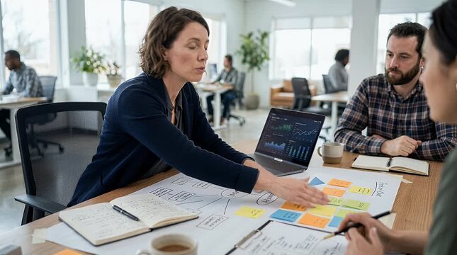 Business professionals collaborate in office setting planning and discussion