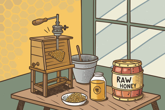 Honey Extraction Scene With A Uncapping Knife Remo