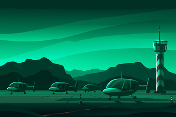 Mars Airfield Scene With A Fleet Of Small Electric © ndomble