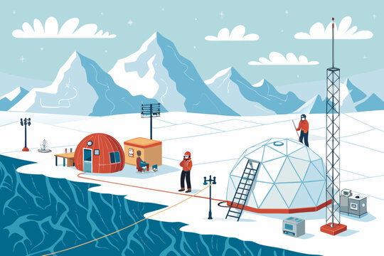 Mountain Glacier Monitoring Station Background Wit