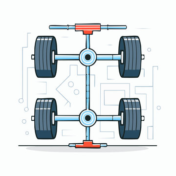 Automotive Chassis and Wheel Assembly Illustration