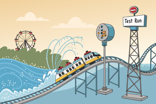 Roller Coaster Test Run With Water Dummies Scene