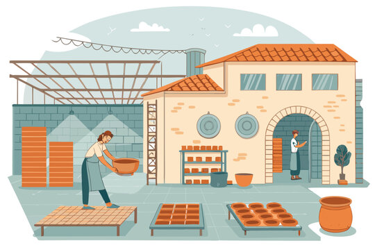 Traditional Ceramic Tile Factory Background With