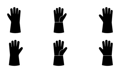 Fototapeta premium Black Protective Gloves, Safety Handwear Icons, Industrial Work Mittens, Heat Resistant Gear, Vector Illustrations Set