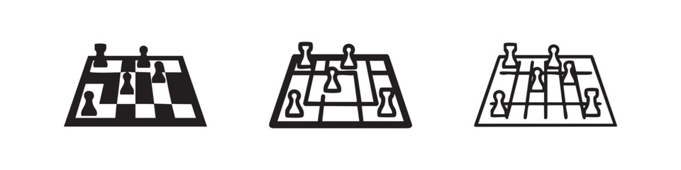 Chess Board Game with Pieces Strategy Icon Set © liubomir118809
