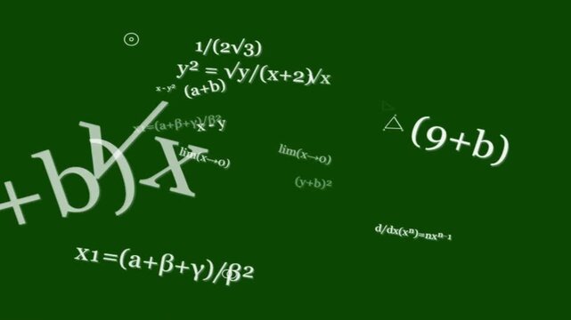 Flying Through Mathematical Formulas and Equations Matrix Background &ndash; Abstract AI Cognitive Process Loop with Green Screen Chromakey