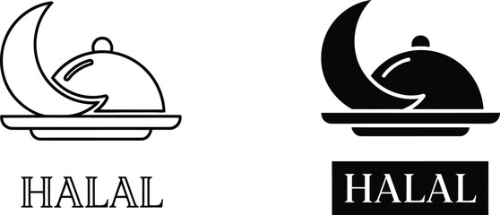 Halal certification logo with crescent and dome Vector © MD Din Islam