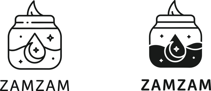Zamzam water jar with flame icon vector Vector