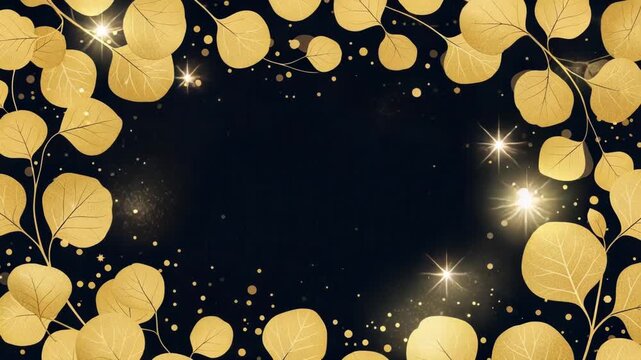 Golden eucalyptus leaf border frame