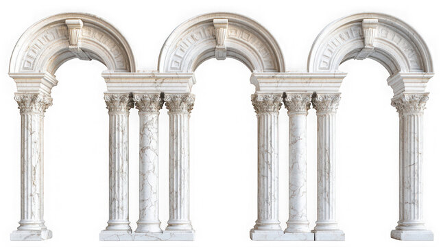 Classical roman style stone archway architecture isolated on transparent background