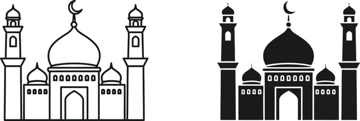 Islamic mosque architecture illustration comparison Vector © MD Hasan