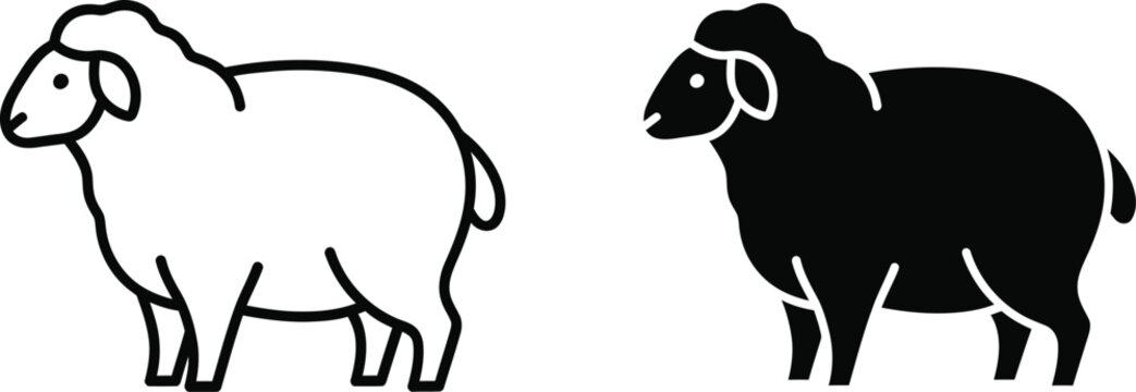 Black and white sheep standing side by side Vector