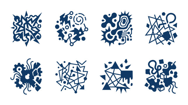 Collection of abstract geometric shapes designs.