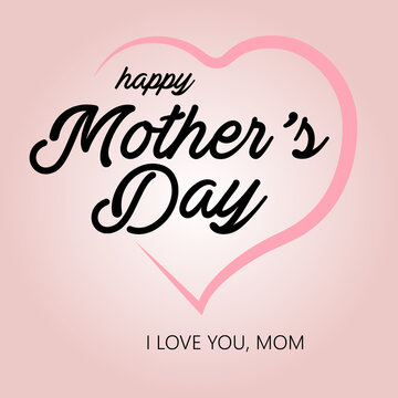 Heartfelt Mother&rsquo;s Day Greeting Card Pink Heart Outline with Script Typography pink white background