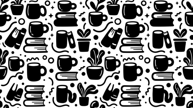Black and white coffee mug icons.