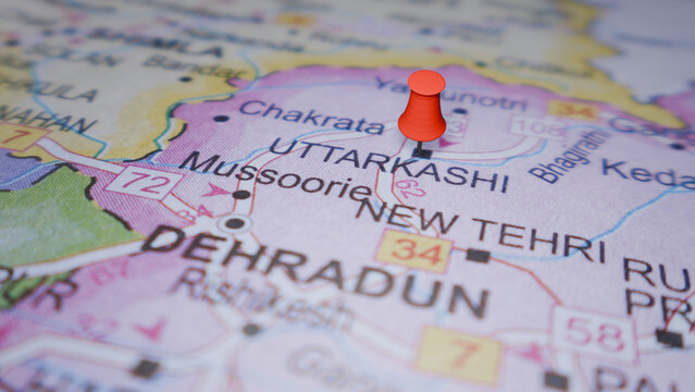 Uttarkashi Map Pin - Uttarakhand Travel, India Destination, Himalayas, Gangotri Route, Travel Planning