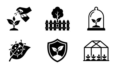 Gardening Icons Set: Plant Care, Protection, and Growth Symbols. Vector Graphics for Agriculture, Horticulture, and Botany Concepts. © Hasan