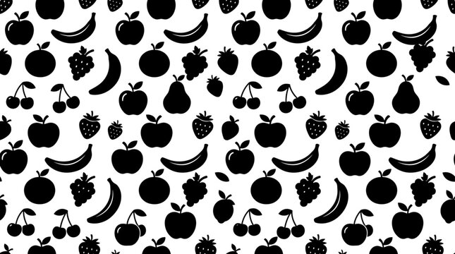 Variety of fruit icons on white.