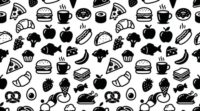 Food icons on white background.