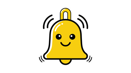 Fototapeta premium Smiling Yellow Cartoon Bell Icon.