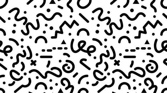 Black and white memphis pattern design.