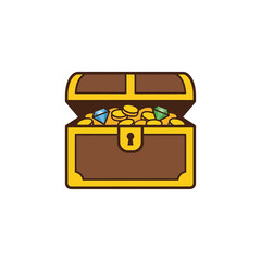 Treasure chest filled with gold coins. © Gam