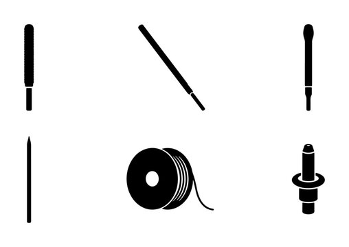 Welding Rods and Wire Spool Vector Icons, Industrial Tools and Supplies, Metalworking Equipment Graphics