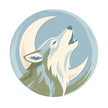Wolf howling at the moon animal.