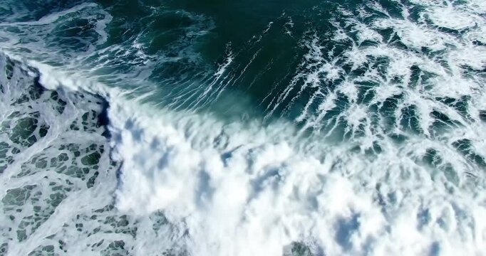 Ocean Waves Crashing Aerial View.
