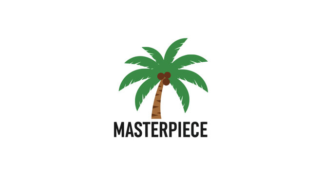 Palm tree with green leaves.