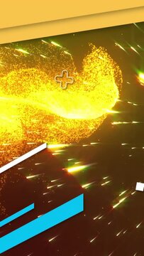 Vertical video: On start golden cloud forming loop for transition while streaks sliding past bars
