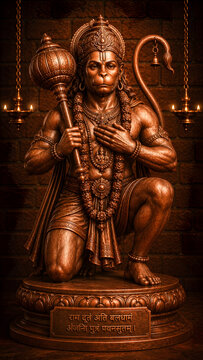 lord hanuman image , anjaneya 3d copper image
