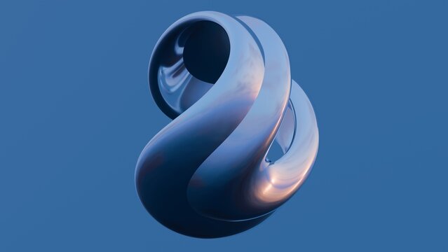 Fluid liquid blue metal shapes abstract background. 3d illustration