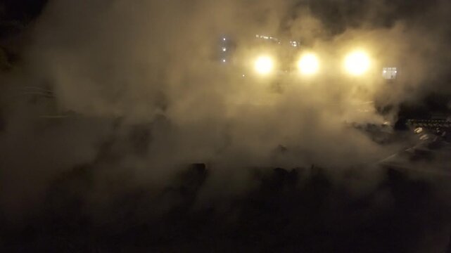 雲仙地獄「清七地獄」の夜景風景（雲仙市）