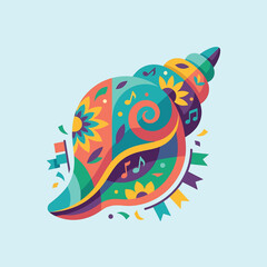 Colorful illustration of a snail shell 1. © Akun