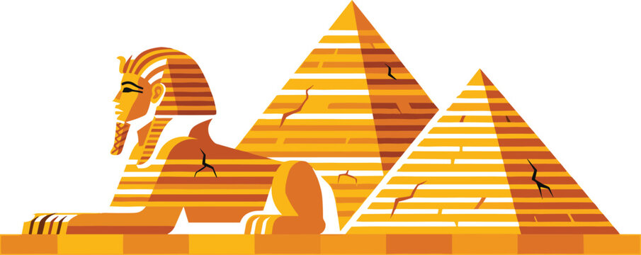 Egyptian Pyramids and Sphinx Vector Illustration with Ancient Egypt Landmark and Historical Monument Design