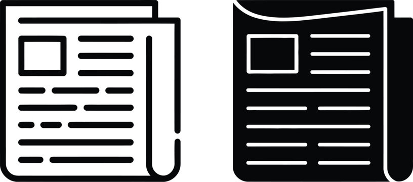 Newspaper icon set vector illustration for media platforms, news applications, and digital publishing interface systems.