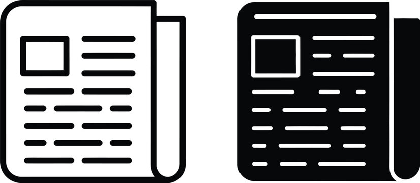 Newspaper icon set vector illustration for media platforms, news applications, and digital publishing interface systems.