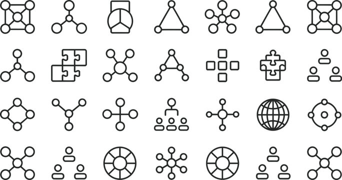 Collection of simple network and connection icons Vector