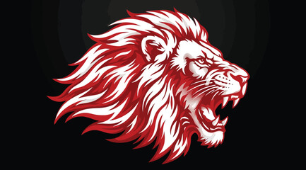 Roaring lion head mascot logo design, fierce wild cat profile illustration © S.Siam