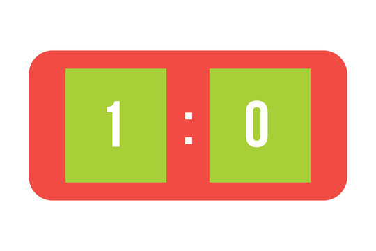 Soccer Scoreboard Displaying 1-0 Score on White Background