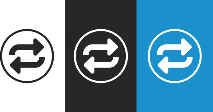 Social media retweet icons, repost symbol set for sharing content, interaction, and digital communication interface design.