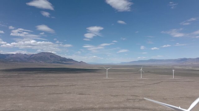 Wind Turbines in Oper Desert Drone Aerial View