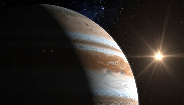 Jupiters Majestic Swirls - A Captivating Glimpse into the Solar Systems Giant.