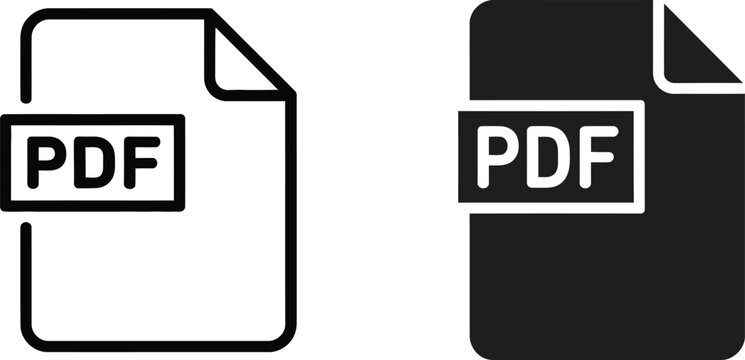 PDF file icon PDF file sign vector illustration for document management, office applications, and digital storage systems.